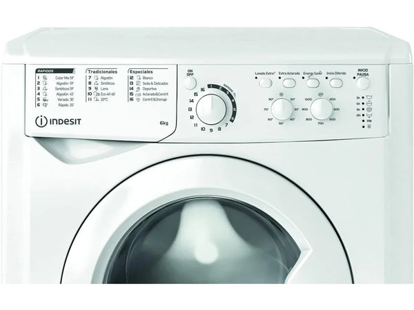Lavadora Indesit EWC61050WSPN 6kg 1000rpm Clase F con 16 Programas, Inicio Diferido y Carga Frontal Blanca