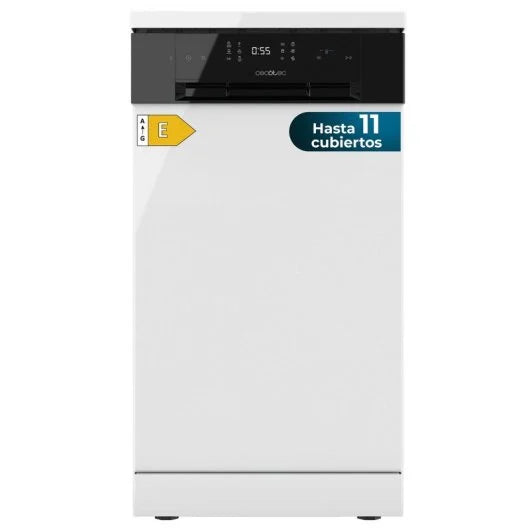 Lavavajillas Cecotec Bolero Aguazero 4201 E 45cm 11 Cubiertos Clase E con Dual Zone Wash, Inicio Diferido y AquaStop