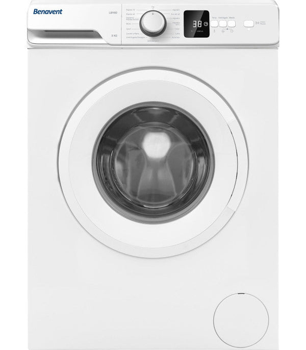 Lavadora Benavent LBV8D 8kg 1000rpm Clase D con 15 Programas, Inicio Diferido y Control Antidesbordamiento
